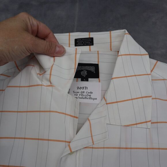Rocawear Shirt Mens L White Orange Striped Large Spellout Short Sleeve Button Up - Picture 6 of 16